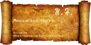 Meszarics Harri névjegykártya